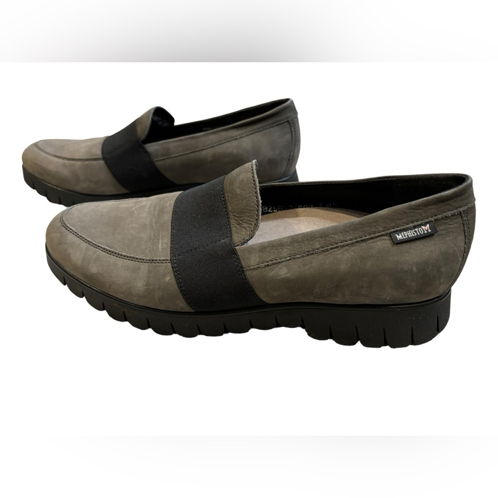 Mephisto‎ Women’s Gray and Black Leather Slip-On Loafers Size 9.5